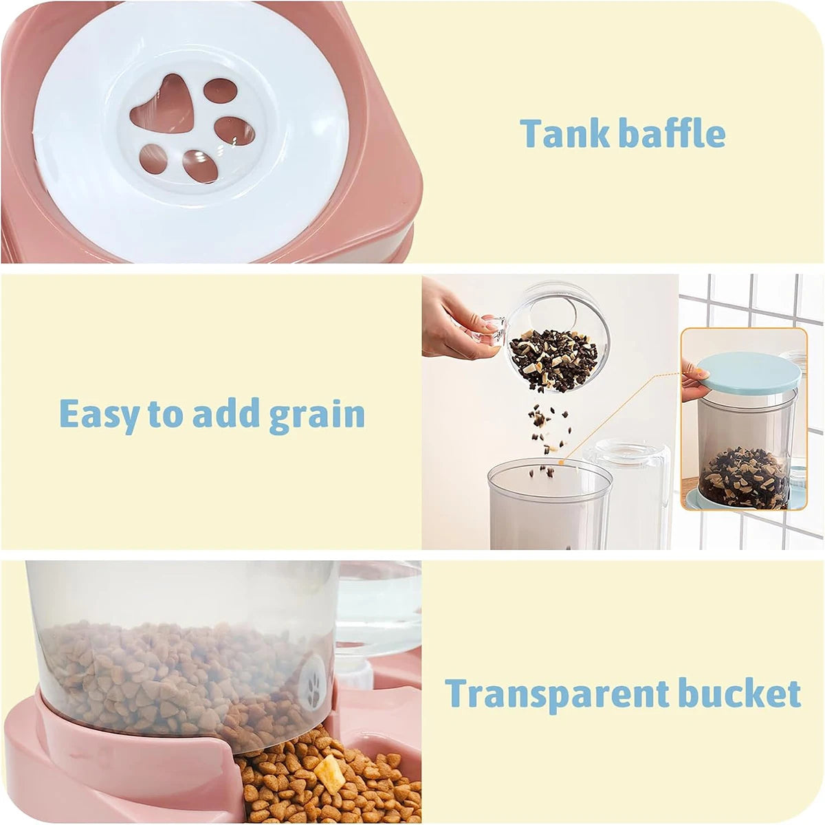 2-in-1 Automatic Cat Feeder and Water Dispenser Set - Tilted Gravity Pet Food and Water Feeder