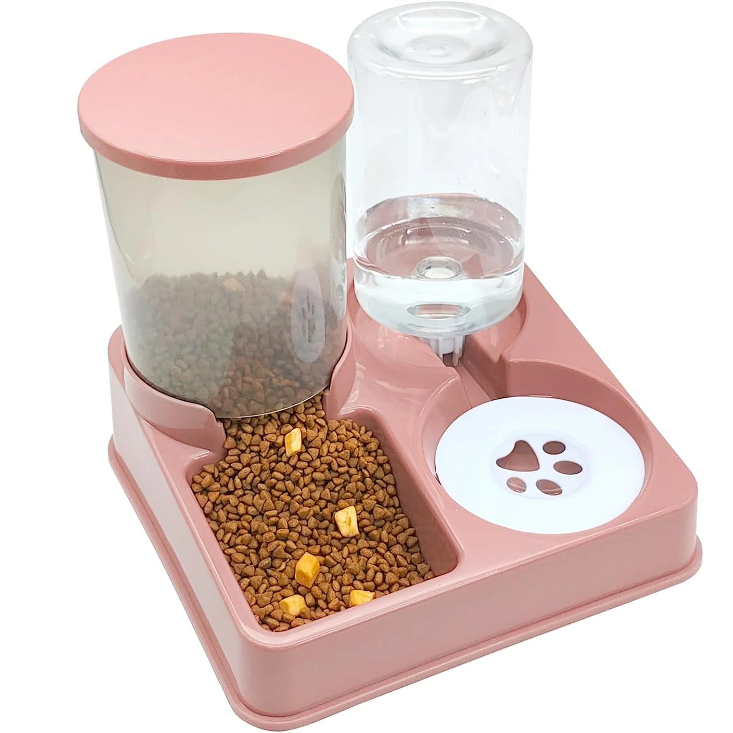 2-in-1 Automatic Cat Feeder and Water Dispenser Set - Tilted Gravity Pet Food and Water Feeder
