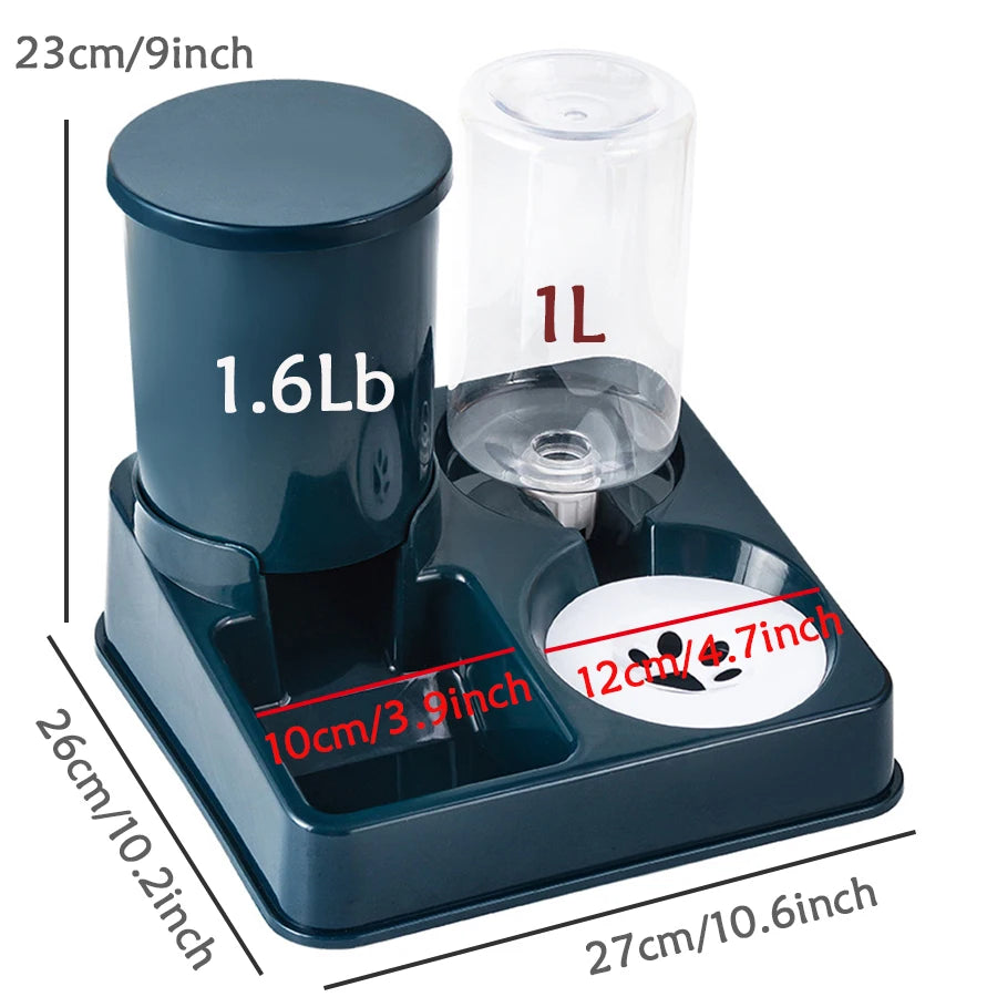 2-in-1 Automatic Cat Feeder and Water Dispenser Set - Tilted Gravity Pet Food and Water Feeder