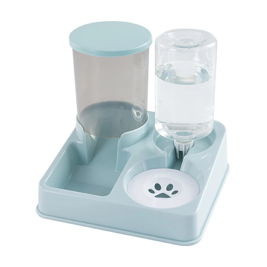 2-in-1 Automatic Cat Feeder and Water Dispenser Set - Tilted Gravity Pet Food and Water Feeder