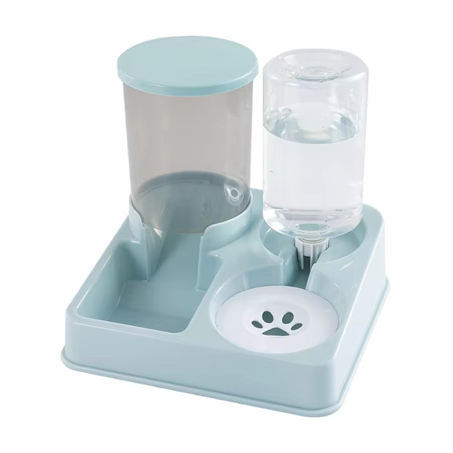 2-in-1 Automatic Cat Feeder and Water Dispenser Set - Tilted Gravity Pet Food and Water Feeder